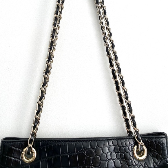 DKNY Croc Print Bag with Quilted Chain Straps - Picture 4 of 8